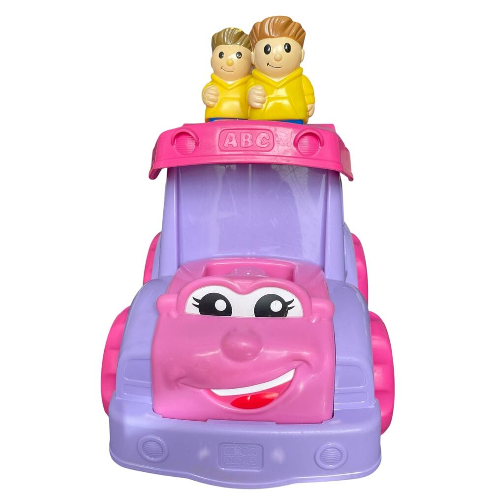 Mega Bloks Bus Tina Tour Purple Pink Toy Vehicle with 2 Figures Toddler Play